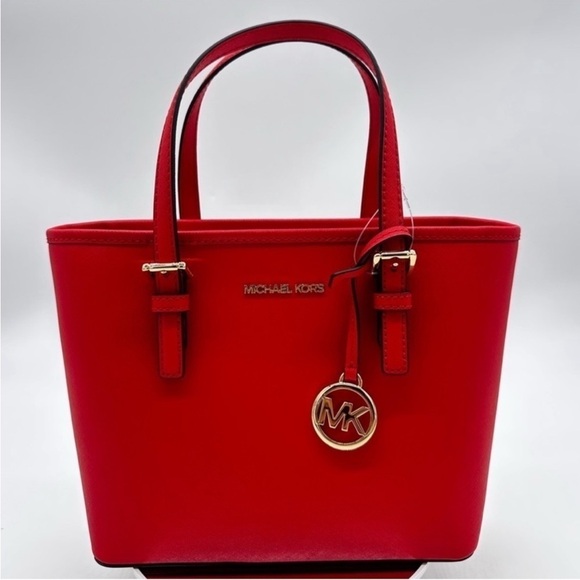 Michael Kors Jet Set Travel Extra-Small Top Zip Tote Bag Red